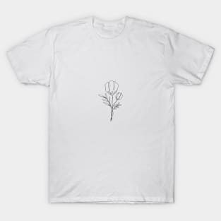 Wildflower Line Art | Floral Botanical Minimalist Lineart T-Shirt